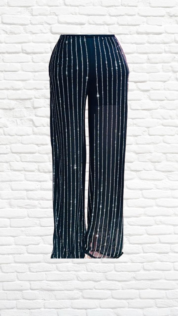 calça pantalona tule com brilho