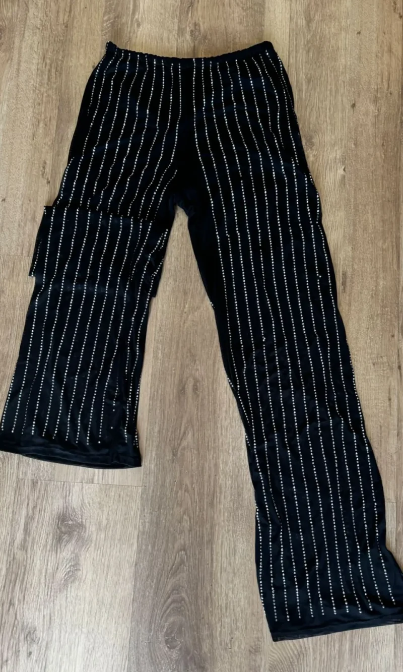 calça pantalona tule com brilho