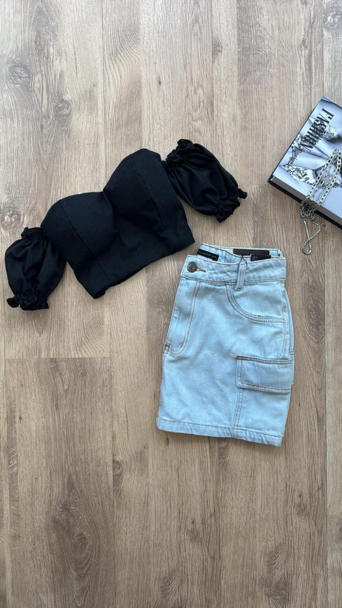 cropped ciganinha preto, Único