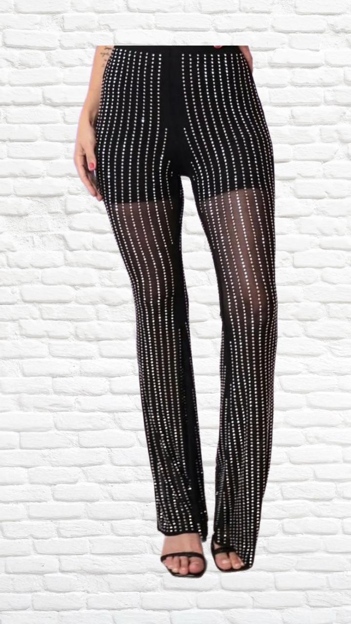 calça pantalona tule com brilho