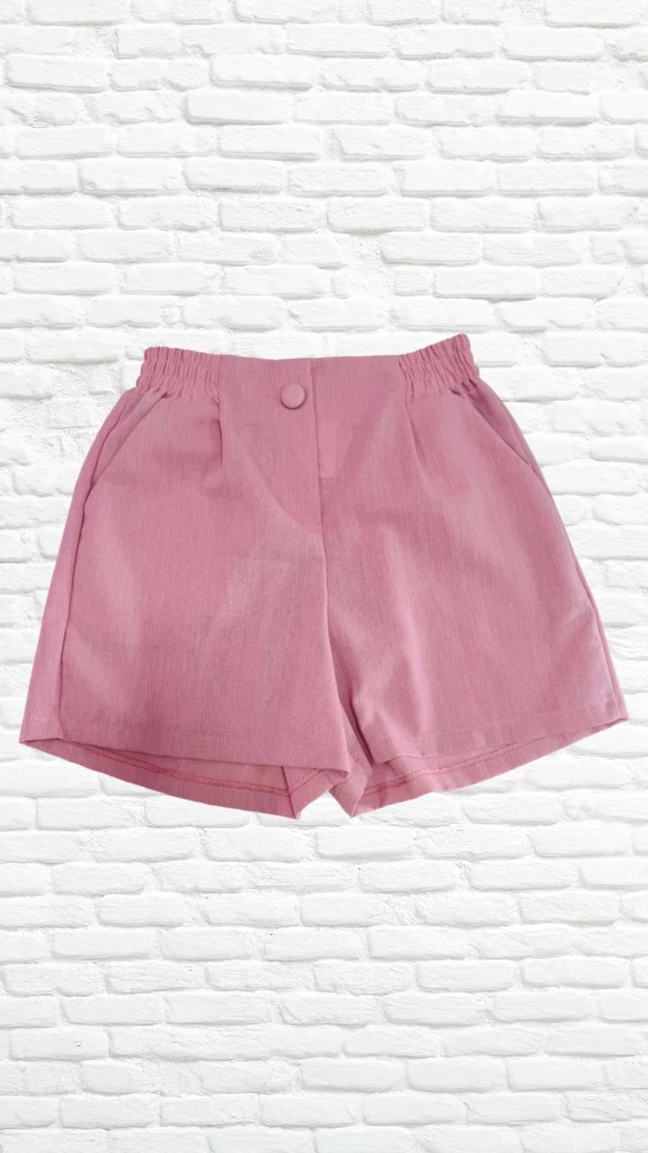 shorts linho rosa
