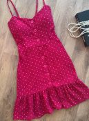 vestido poá rosa, Único