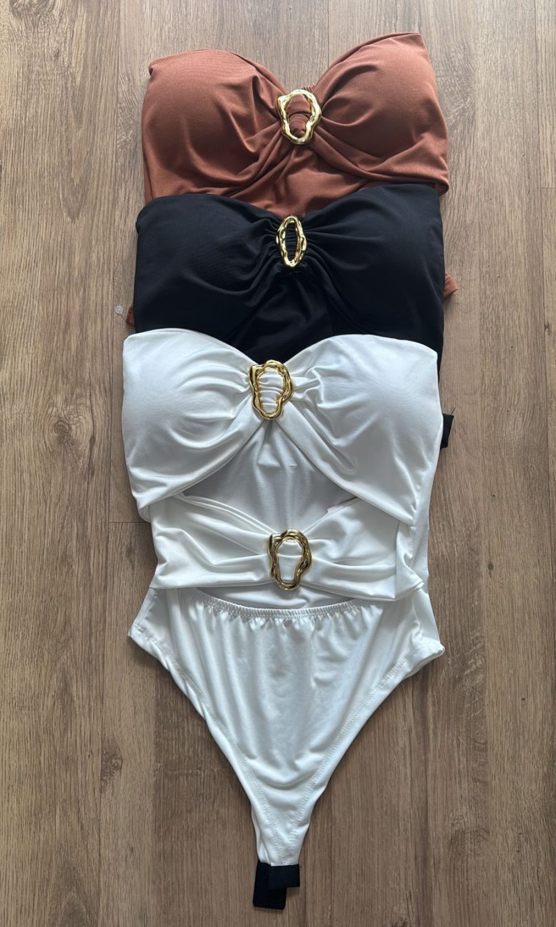 body maiô com fecho branco, Único