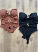 body maiô com fecho caramelo, Único