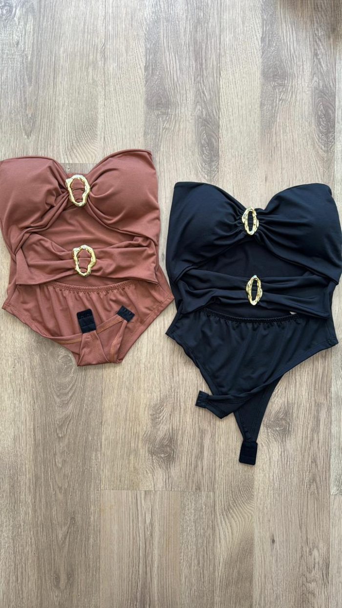 body maiô com fecho caramelo, Único body maiô com fecho caramelo, Único