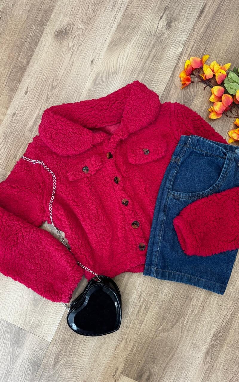 casaco teddy com botao