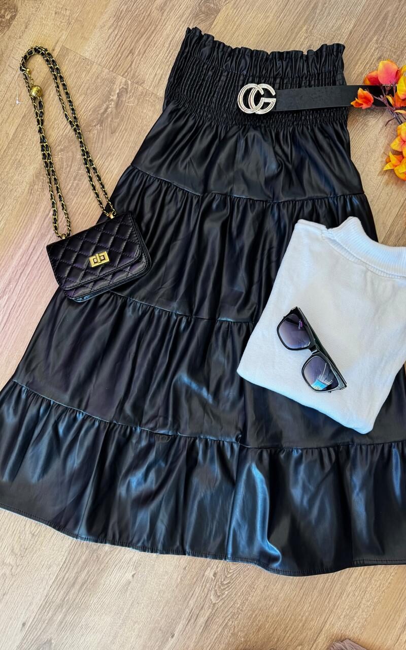 saia style couro preto, p
