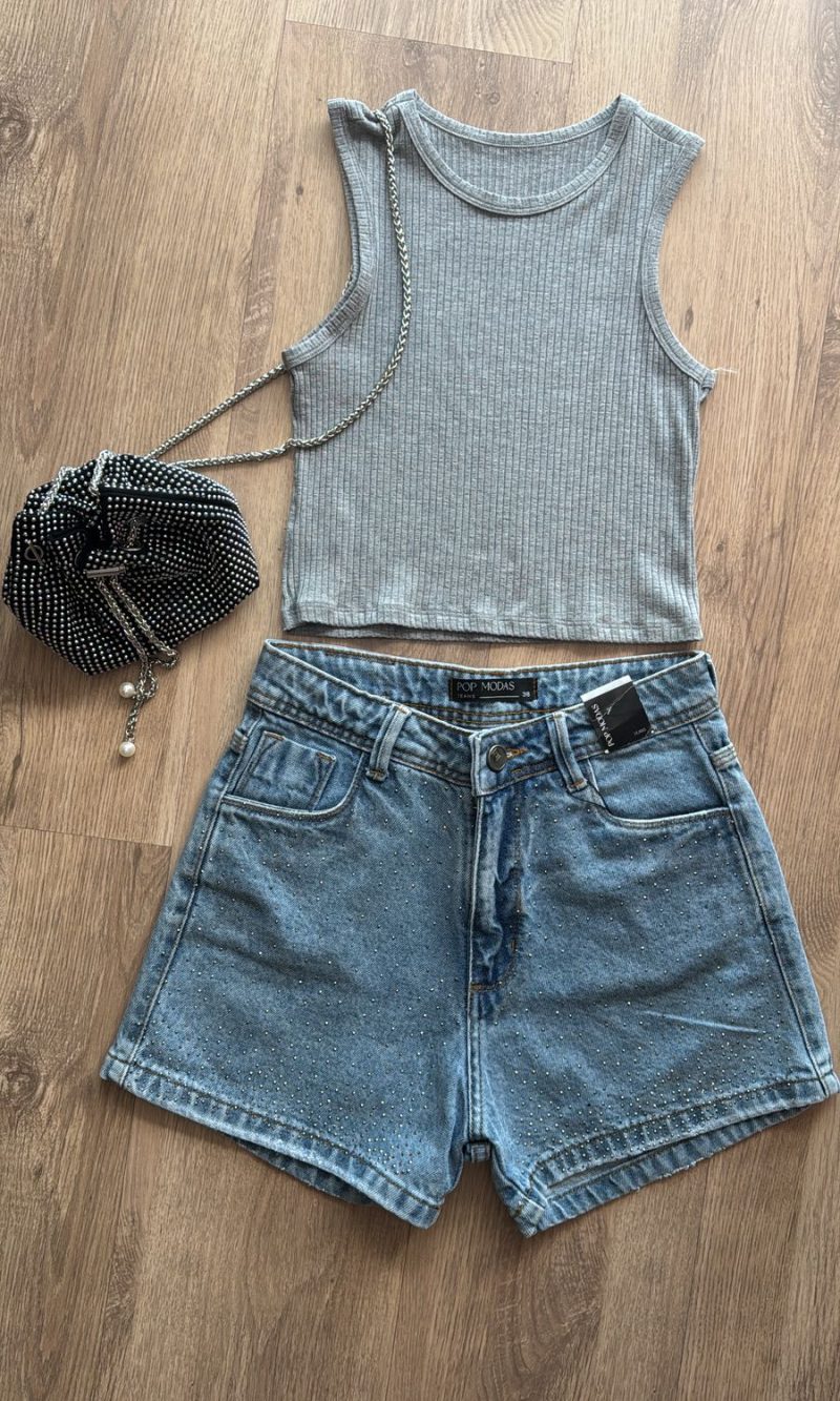shorts jeans pop strass