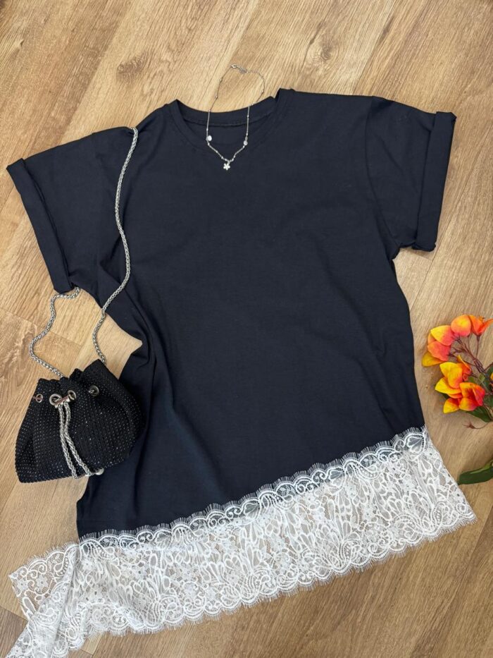 camiseta assimétrica com renda camiseta assimétrica com renda